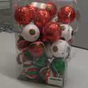 Christmas Ornaments Balls - 30 Pcs 2.4 Inch Shatterproof Plastic Christmas Balls Sets, Red Green & White Small Christmas Tree Ball Hanging Ornaments for Holiday Wreath Party Christmas Tree Decor (D)