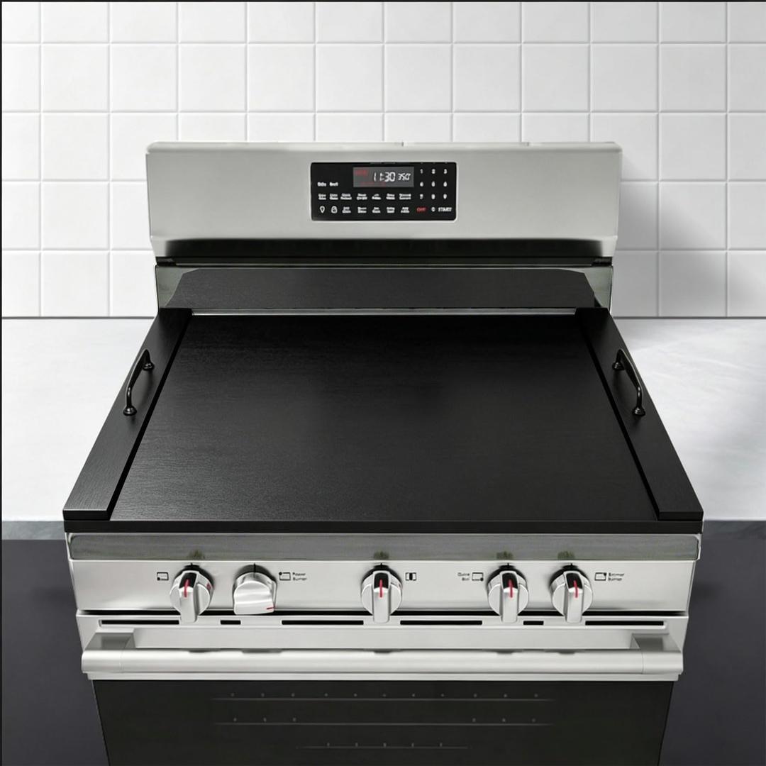 Noodle Board Stove Cover with Handles for Electric, Gas Stove Top (Black)