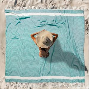 Oversized Turkish Beach Towel Blanket XXL Cotton Sandproof Towels Boho Woven Extra Large Big Sand Free Giant Throw Blankets Huge Quilt XL Picnic Camping Necessities Cloud For Adult Gifts Teal, 88"L x 82"W