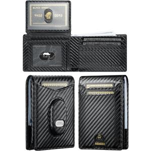 Men Wallet for Samsung Galaxy SmartTag2: Slim Minimalist Wallet Compatible with Samsung Tracker Tag - RFID Blocking Wallet with 2 ID Window Carbon Fiber