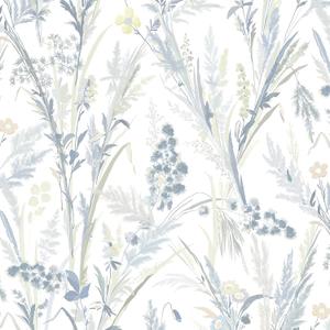 Floral Peel and Stick Wallpaper Vintage Floral Contact Paper Boho Blue and White Leaf Wallpaper Self Adhesive Removable Wall Paper for Bedroom Home Decoration Vinyl 17.3" x 394"