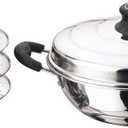 Stainless Steel Idli Maker with Lid, Idli Pot Steamer, 3 Plates (12 Idlies), Silver