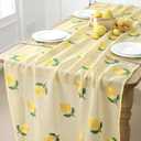Tudomro Embroidery Lemon Tulle Table Runner 9.2 ft Lemon Summer Yellow Cheesecloth Table Runner 110 Inch Gauze Boho Farmhouse Dining Decor for Home Wedding Birthday Baby Shower Christmas Decor