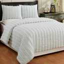 Better Trends Angelique Comforter 100% Cotton Tufted Soft Plush Chenille Elegant Stripes Machine Washable & Tumble Dry, King Size