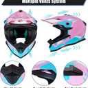 Youth Dirt Bike Helmets,MM605 Kids Full Face Motorcycle Helmet for Off-Road ATV UTV BMX Street Riding,Kids Motocross Helmet with Goggles Gloves,DOT Approved(Gloss Pink, M)