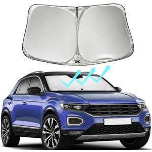 2 x TVK Car Windshield Sun Shade,Foldable Sun Shield for Heat and UV Protection,Reflective Polyester Blocks Heat that Keeps Your Vehicle Cool,Small Sedans (57.08x 33.46inch)