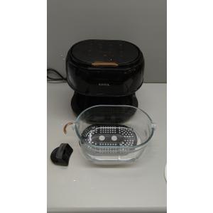 6.5QT Visible Glass Air Fryer, 8-in-1 Long Tray Design with 360 Viewing Window, Digital Touchscreen, Fries, Cake, Defrost, Chicken Wings, Dishwasher Safe, Oil-Less Oven, Black 