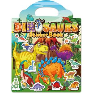 Reusable Sticker Book for Toddlers 2-4 Years, Stickers for Kids, Toddler Craft Activities, Toddler Travel Toys Ages 2+ Boy Girl Birthday Gifts (Dinosaur)