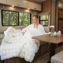 Bubble Cuddle Throw Blanket for Couch, Faux Fur Ultra Soft Plush Cozy Luxury Blanket for Travel Camping Home Decor Office Airplane Car, Machine Washable, 50" x 60" Cream White