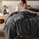 Bedsure 100% Organic Cotton Duvet Cover Queen Size - GOTS Certified, Luxury PureWoven Duvet Cover Set with Zipper, Ultra-Soft Breathable Bedding Set for Home Hotel(Dark Grey, 90"x90") 2 Pillowcases