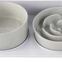 Elevated Slow Feeder Dog Bowls - Ceramic Food and Water Bowl Set with Stand - Raised Pet Dishes for Small and Medium Sized Dogs (Grey)