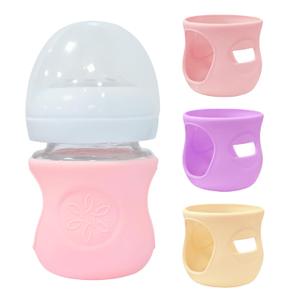 3 Pack Glass Baby Bottle Sleeve for Avent Glass Bottles 4 oz, Anti Breakage Bottle Holder for Baby for Avent Glass Bottles 4oz (3, Pink + Purple + Beige, 4 oz)