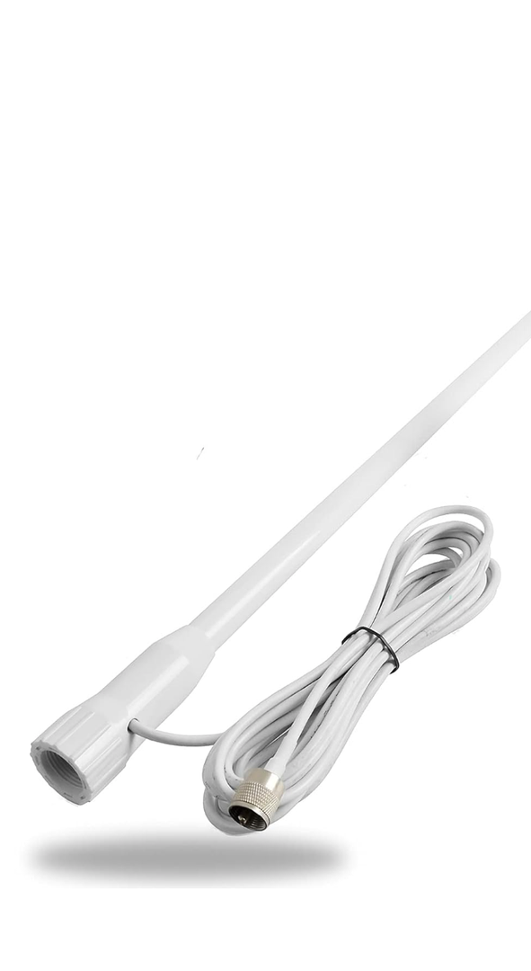 Fiberglass Marine Antenna, VHF 156-163Mhz White 43Inches Boat Antenna with Adjustable Fixed Bracket Mount Base 4.5Meter(14.7ft) RG58 Cable for Uniden Icom Cobra Yaesu Midland Transceiver
