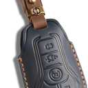 for Ford Leather Key Fob Cover with Keychain Compatible with Fusion Mustang F150 Edge Explorer Lincoln MKZ MKC MKX
