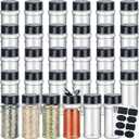 Eccliy 12 Pack 3 oz Clear Plastic Spice Jars with Label and Shaker Lids Empty Spice Bottles Seasoning Containers Seasoning Jars Shaker Condiment Pots for Pepper Herbs Powders(Black)