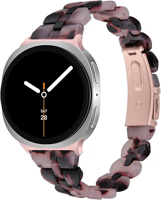Slim Bands for Samsung Galaxy Watch 9/8 40mm/44mm/8 Classic 46mm Resin Strap,Fashion Lightweight Wristband for Women Men, Color: Tortoise Flower