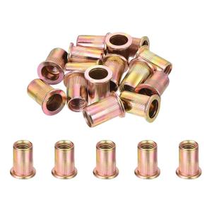  15Pcs  3/8"-16UNC Rivet Nuts Rivnut Zinc Plated Carbon Steel Rivet Nuts, Flat Head Threaded Inserts Nutsert