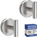 HOME SO Suction Cup Hooks for Shower & Bathroom Towel Holder 2-Pack  Suction Cups Hooks for Hanging Towels, Robes, & Coats - Tiles, Glass Door or Mirror  Shower Hooks & Towel Hooks - Nickel T-Shape