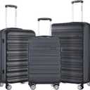 Luggage Set with Spinner Wheels and TSA Lock, 3 Pieces Expandable Hardside Suitcase for Travel, Hardshell Luggage Sets, 20", 24", 28", Black