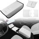 POKUNG Center Console Cover 3Pcs Designed for Tesla Model 3/Y 2021-2025(Not for Model 3 Highland/Model Y Juniper),Center Console Accessories for Model 3/Y Interior White
