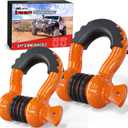 Nilight 2 Pack 3/4" D-Ring Shackle 4.75 Ton (9500 Lbs) Capacity with 7/8" Pin Heavy Duty Off Road Recovery with Isolators & Washer Kit for Jeep Truck Vehicle, Orange (90051B)