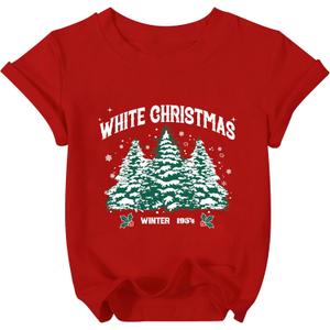 Christmas Shirts Boys Girls Christmas Tree T Shirt Toddler Christmas Graphic Tees Holiday Short Sleeve Tops (Red2)