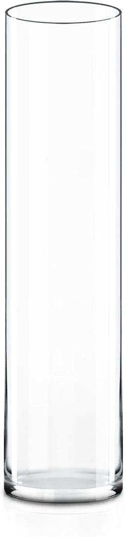 CYS Excel Clear Glass Cylinder Vase (H:20" D:4") | Multiple Size Choices Glass Flower Vase Centerpieces | Hurricane Floating Candle Holder Vase