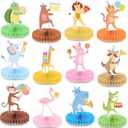 12 PCS Animal Parade Party Honeycomb Centerpieces Safari Party Table Decorations 3D Animal Parade Table Centerpieces for Boys Girls Zoo Safari Jungle Theme Birthday Parties Baby Shower Home Decor