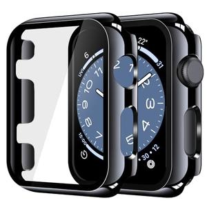 Misxi 2 Pack Tempered Glass Case Compatible for Apple Watch Series 3 Series 2 42mm, Hard PC Screen Protector Overall Protection Ultra-Thin Lightweight Scratch-Resistant Cover for iWatch, Jet Black