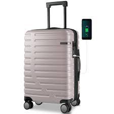 EMPSIGN Carry On Luggage with Spinner Wheels, Hard Shell Carry-On Suitcase 21x14x9 Airline Approved & Built-in TSA Lock, Durable Travel Rolling Suitcase, Carry-On 20-Inch, Light Purple