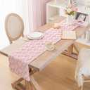 Valentine's Day Table Runner, Blush Pink Soft Plush Faux Fur Love Heart Table Runners 108 inches Long, Festival Kitchen Dining Table Decoration for Home Party Decor 13x108 Inch