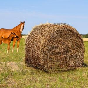Tongmo 4x4 ft Round Bale Hay Net for Horses & Livestock - Slow Feeder Hay Nets with 2 inches Hole