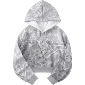 SOFIA'S CHOICE Women's Graphic Print Long Sleeve Oversized Hoodies Punk Preppy Sweatshirts Fall Outfit White Camo, X-Large