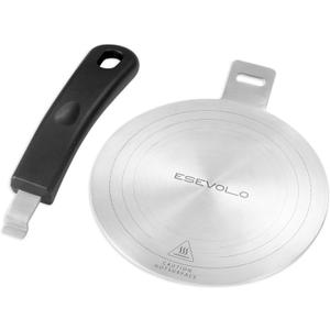 Induction Adapter Plate Detachable, 5.5 Inch Stainless Steel Heat Diffuser Plate for Moka Pot 12 Cup, Heat Diffuser Cooking Induction Adapter for Gas Stove and Glass