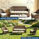 Wicker Chair Cushions 3 Piece Set, Outdoor Loveseat Wicker Cushions for Patio Furniture Settee, Waterproof Wicker Patio Furniture Loveseat Cushions, 1 Loveseat and 2 U-Shaped Cushions, Cream
