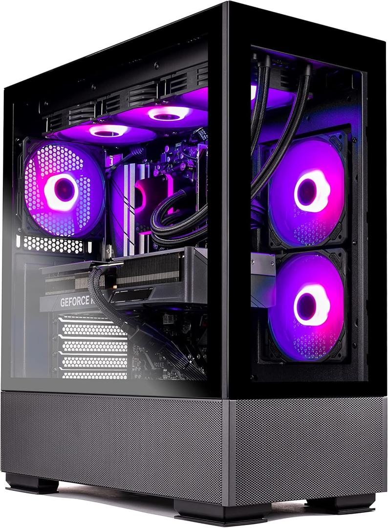 Skytech Gaming Azure Gaming PC Desktop  AMD Ryzen 7 7700X 4.5 GHz, NVIDIA RTX 4070, 1TB NVME SSD, 32GB DDR5 RAM RGB, 650W Gold PSU, 360mm AIO, 11AC Wi-Fi, Windows 11 Home 64-bit,Black