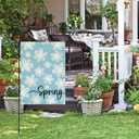 AVOIN colorlife Spring Floral House Flag 28x40 Inch Double Sided Outside, Seasonal Flowers Rustic Yard Outdoor Flag Blue