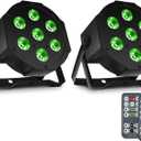 SHEHDS Par Can Lights LED 7x18W RGBWAP 6in1 Wash Stage Lights Remote and DMX512 Control Uplights Sound Activated Auto Run Flat for Christmas Wedding Party Disco - 2 Pack