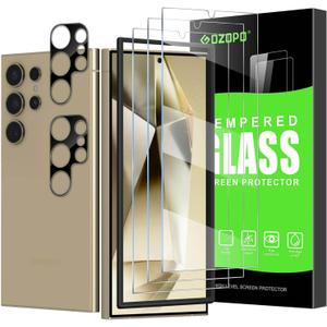 3+2 Pack Tempered Glass Screen Protector for Samsung Galaxy S24 Ultra (Not for S24/S24+/S24 FE) - Ultra HD Clear, Anti-Scratch, Bubble-Free, Easy Installation