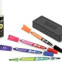 Quartet 2-in-1 Dry-Erase Marker Starter Kit, Chisel/Fine Tip, Assorted Colors, Eraser & Cleaner Included (79549A)