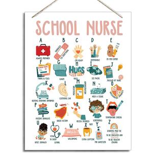 School Nurse Sign, School Nurse Thank You Gift, Decorative Hanging Wood Plaque for Wall, Rustic Door Hanger, Farmhouse Wall Sign, School Health Office Wall Decor, Appreciation Gift for Nurse