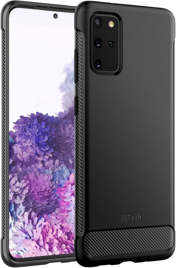 JETech Slim Fit Case for Samsung Galaxy S20 Plus / S20+ 5G (2020), Thin Phone Cover with Shock-Absorption and Carbon Fiber Design (Black)