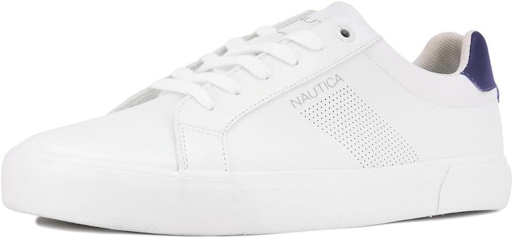Nautica Men's Classic Lace-Up Low Top Fashion Sneaker Loafer - Stylish and Comfortable Casual Shoe (10, White Navy-Colpa X)