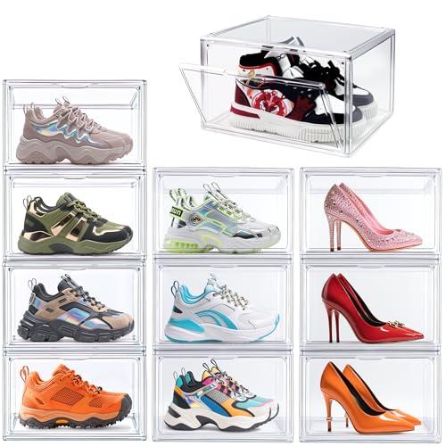 1 Pack Clear Shoe Box, Acrylic Sneaker Display Case Size 12.5, Transparent Storage Box with Magnetic Door, Showcase for Cosmetic, Displays, Action Figures Collectibles, Size 12.5 for Men Women Shoes