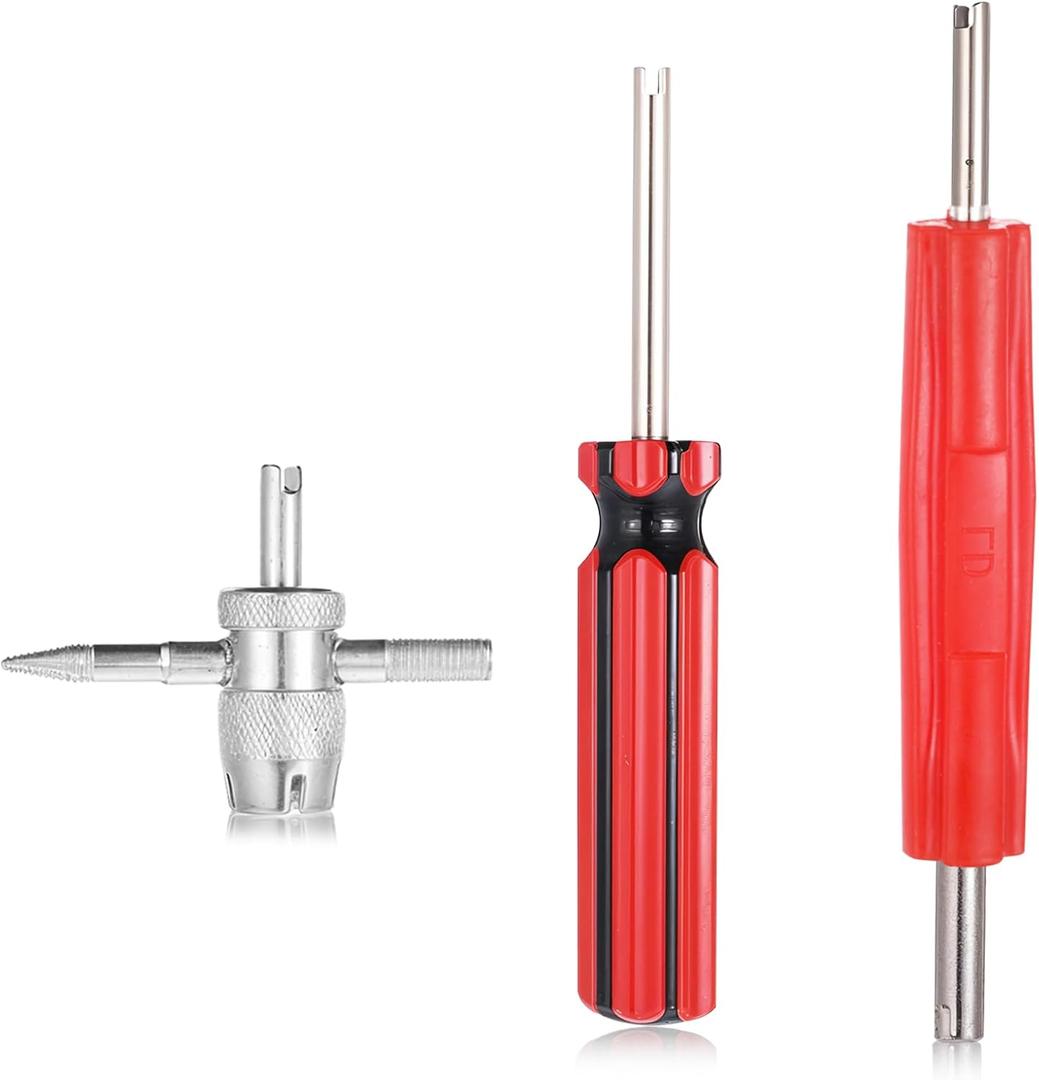 3Pcs Tire Valve Stem Removal Tool, 4 in 1 Double Single Head Valves Puller, Multi Function Tire Repair Tools, Tire Valve Stem Installation Tools Kit for Bicycle Car Motorcycle Trucks Tire Repair