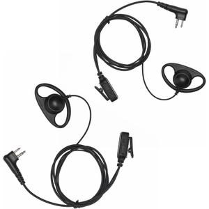 CLS1410 CLS1110 Earpiece Compatible with Motorola Radio CP200 GP300 GP2000 Walkie Talkie with PTT Mic 2 Pin Headset Single-Wire Surveillance Kit (D-Shaped, 2 PCS)