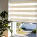 Cordless Zebra Blinds for Indoor Windows Free-Stop Zebra Shades Dual Layer Light Filtering Sheer Shades Roller Window Blinds for Home (21" W X 72" H, Cream)
