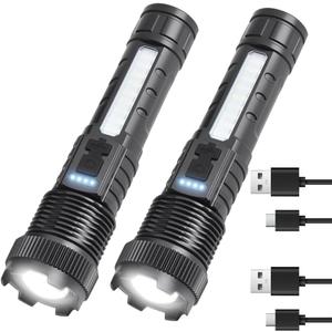 Rechargeable Flashlights 6 Lighting Modes Adjustable Handheld Flashlight Waterproof LED Tactical Flashlight for Home,Emergency,Outdoor Camping,2 Pack