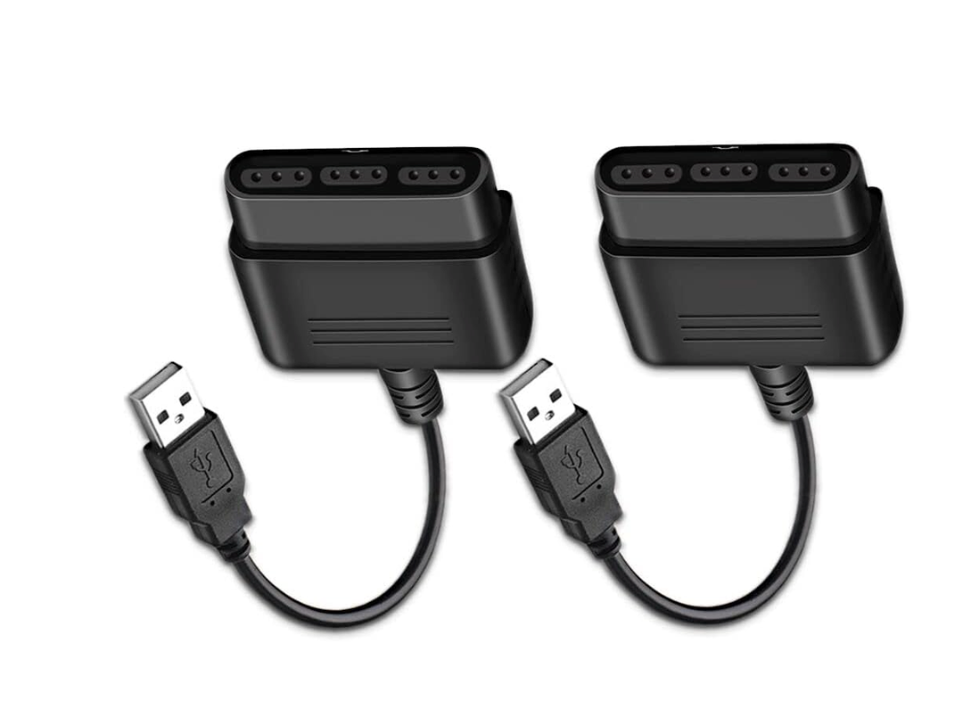 PS2 Controller to USB Adapter Converter, 2 Pack Compatible with PS1/PS2 Controller Gamepad to PS3/PC Controller No Need Driver