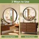 Round Bathroom Mirror, 24 Inch Black Circle Mirror with Metal Deep Frame, Round Mirrors for Wall Decor, Vanity, Entryway, Living Room